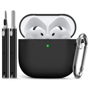 for AirPods 4 Case Cover (2024) with Cleaner Kit,Soft Silicone Protective Case for Apple AirPods 4th Generation Case for Women M