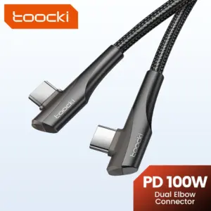 Toocki 100w USB C Dual 90 Degree Elbow Data Game Cable  Type C To Type C Fast Charging Cable for Samsung S23  Xiaomi Huawei POCO